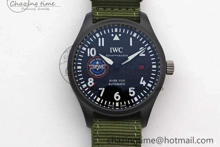 MIROTIME 0119 Packable Mark XVIII ‘TOPGUN SFTI’ Ceramic M+F Best Edition Black Dial on Green Nylon Strap 7048